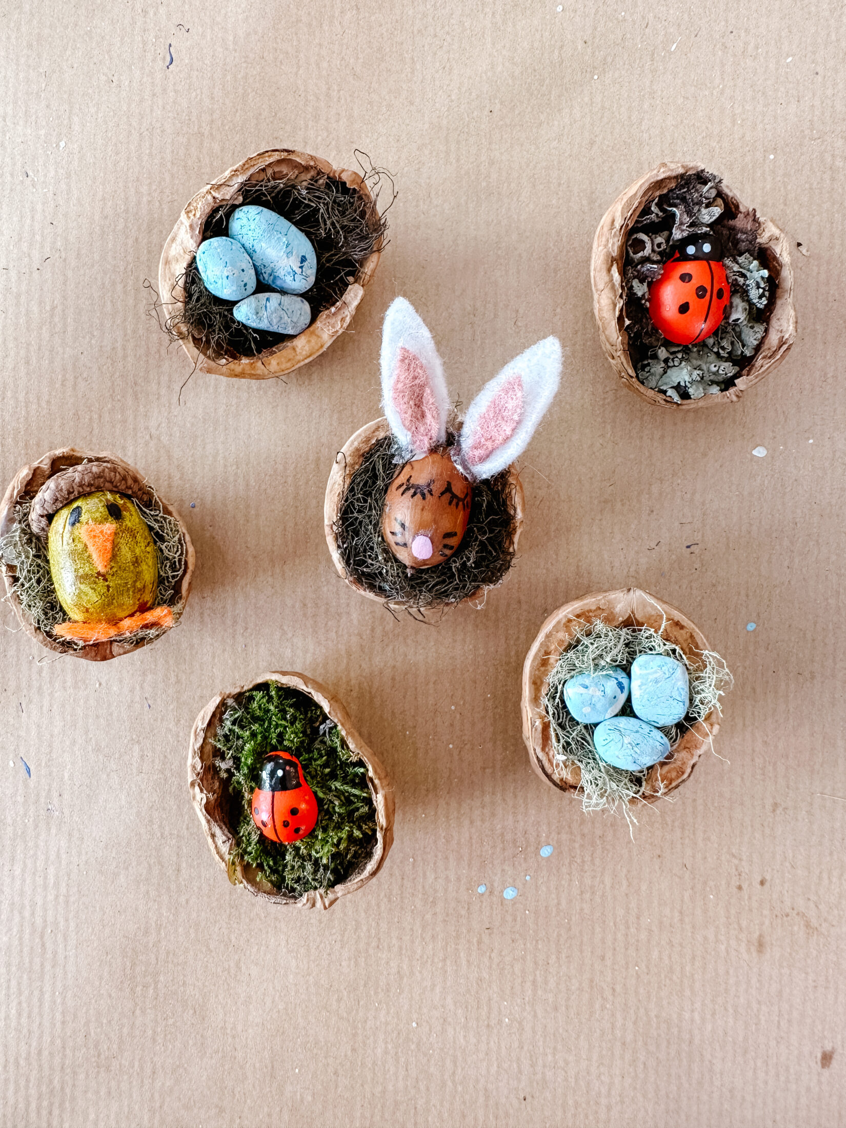 Easter craft | walnut craft | Baby bird nest | Bird nest craft | Nature craft | reggio crafts | preschool crafts | spring crafts | sew bright creations